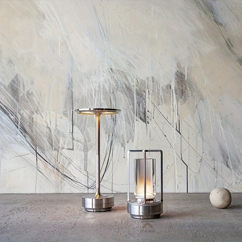 Japanese Style LED Touch Table Lamp - Rechargeable Metal Design