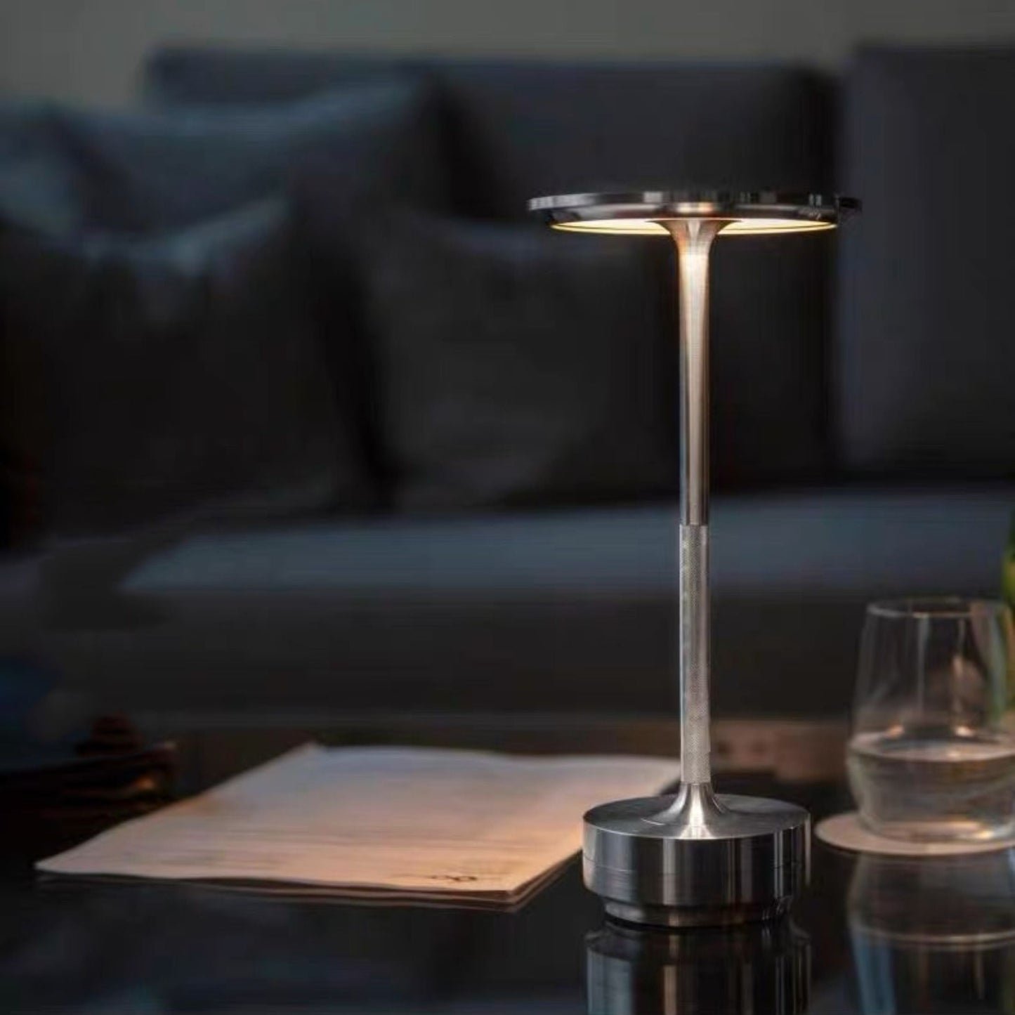 Japanese Style LED Touch Table Lamp - Rechargeable Metal Design