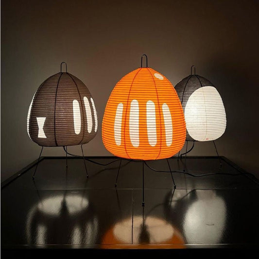 Japanese Rice Paper Table Lamp with Iron Base