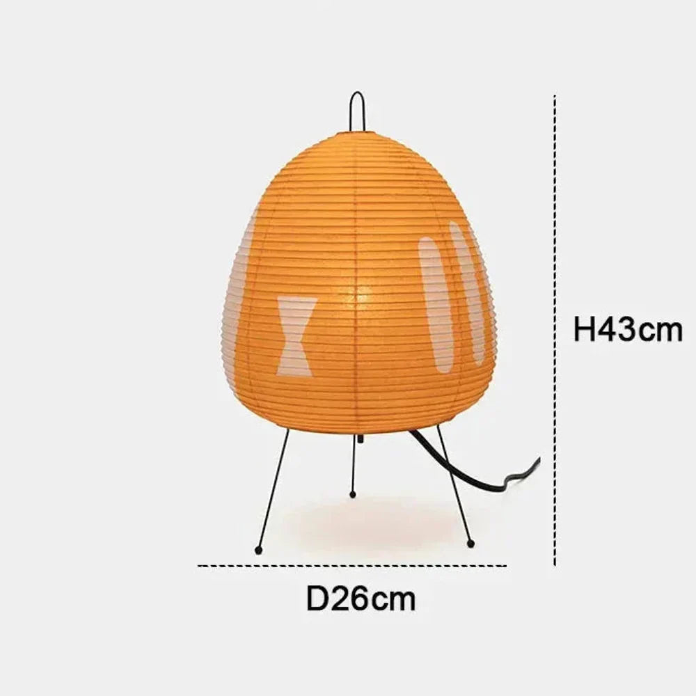 Japanese Rice Paper Table Lamp with Iron Base