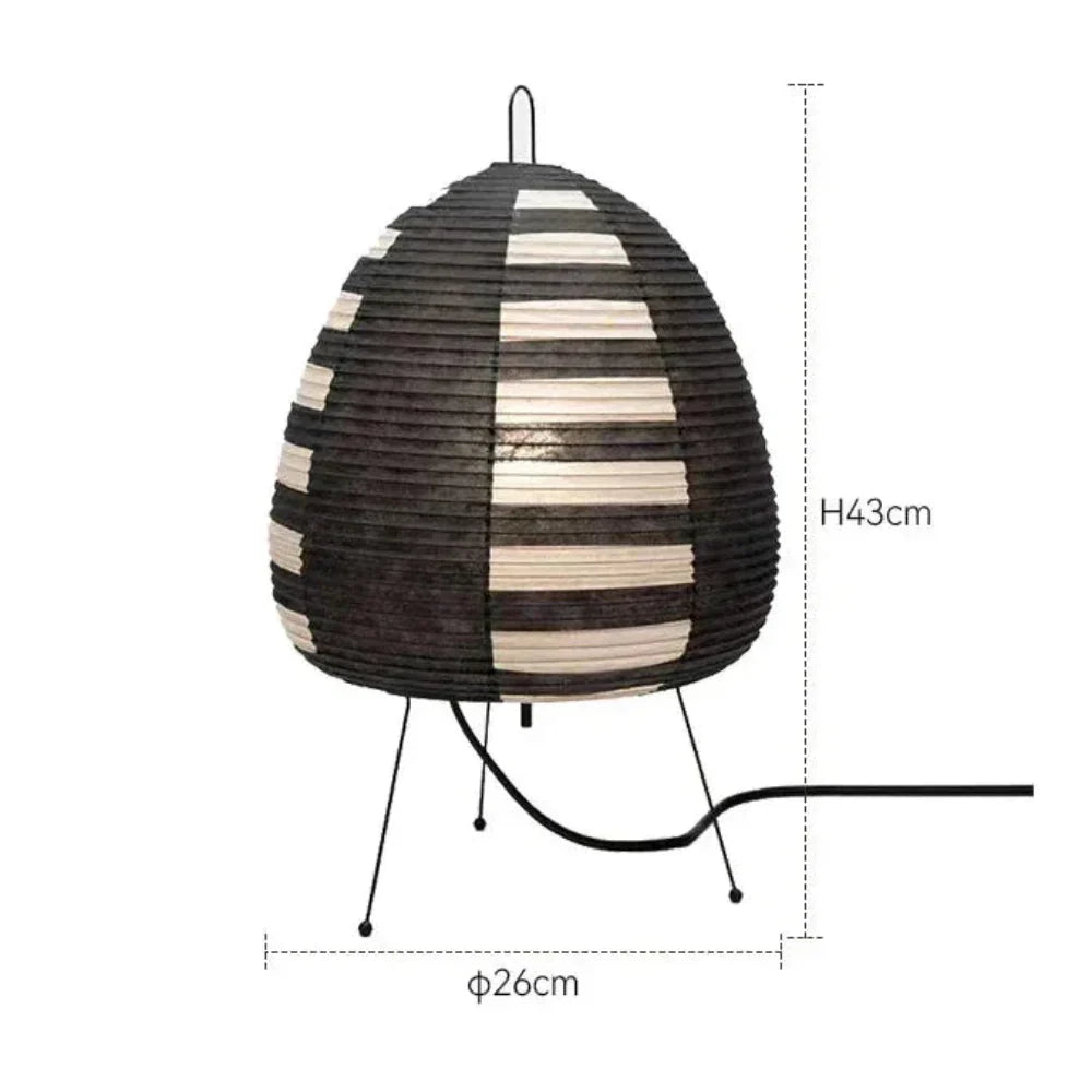 Japanese Rice Paper Table Lamp with Iron Base