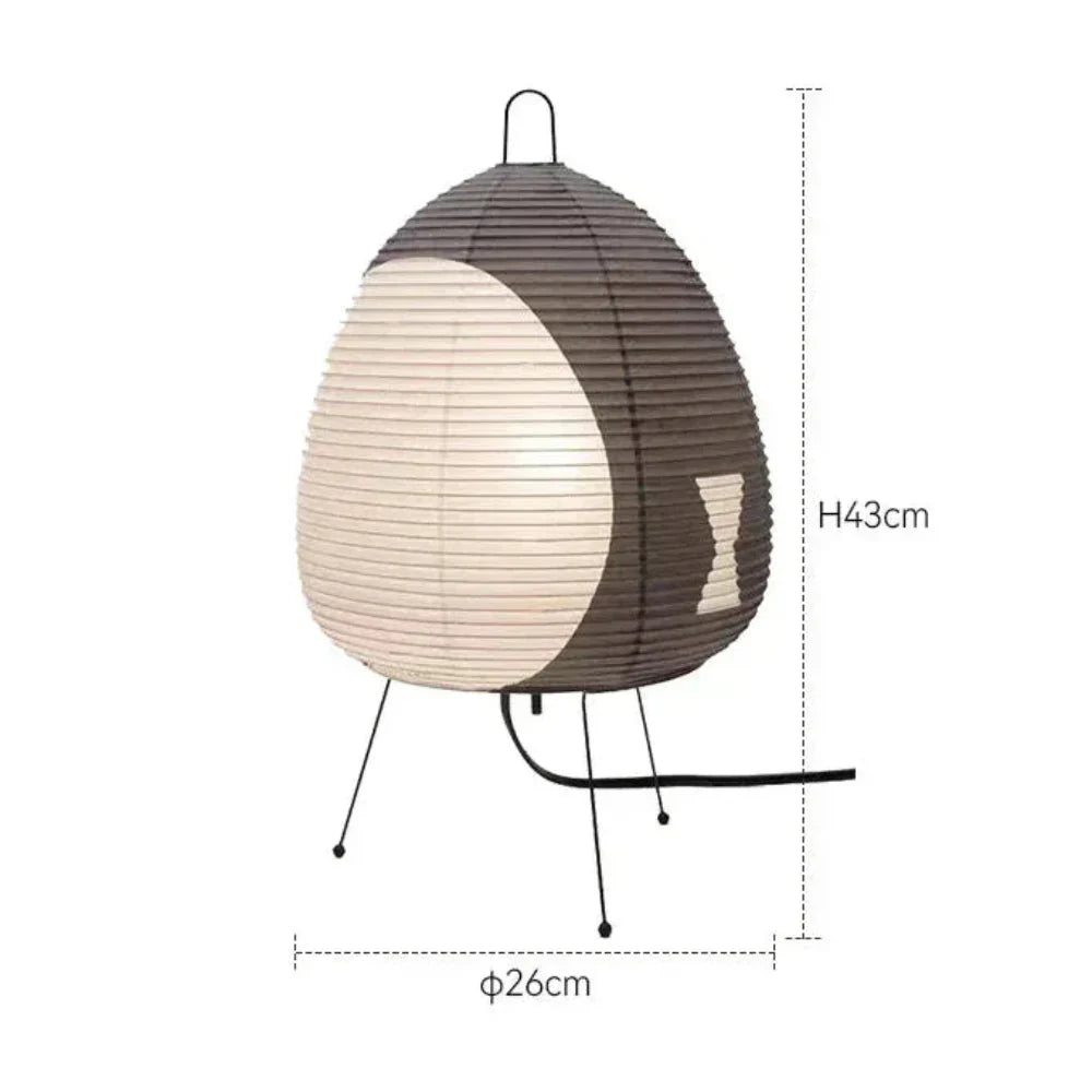 Japanese Rice Paper Table Lamp with Iron Base