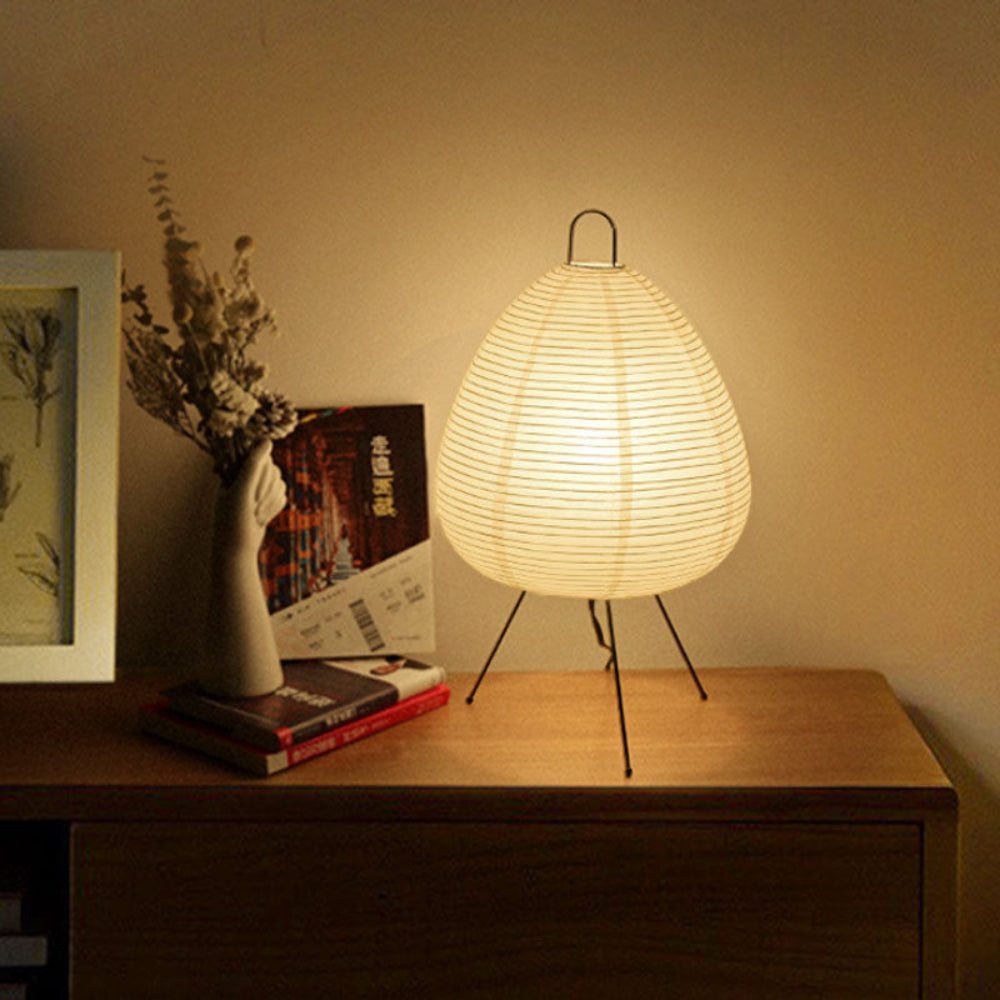 Japanese Rice Paper Table Lamp with Iron Base