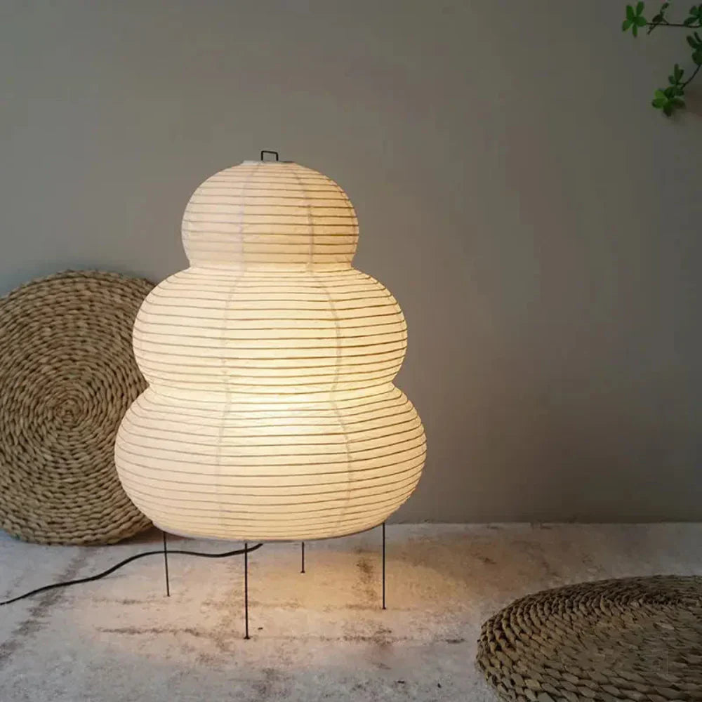 Japanese Rice Paper Table Lamp with Iron Base