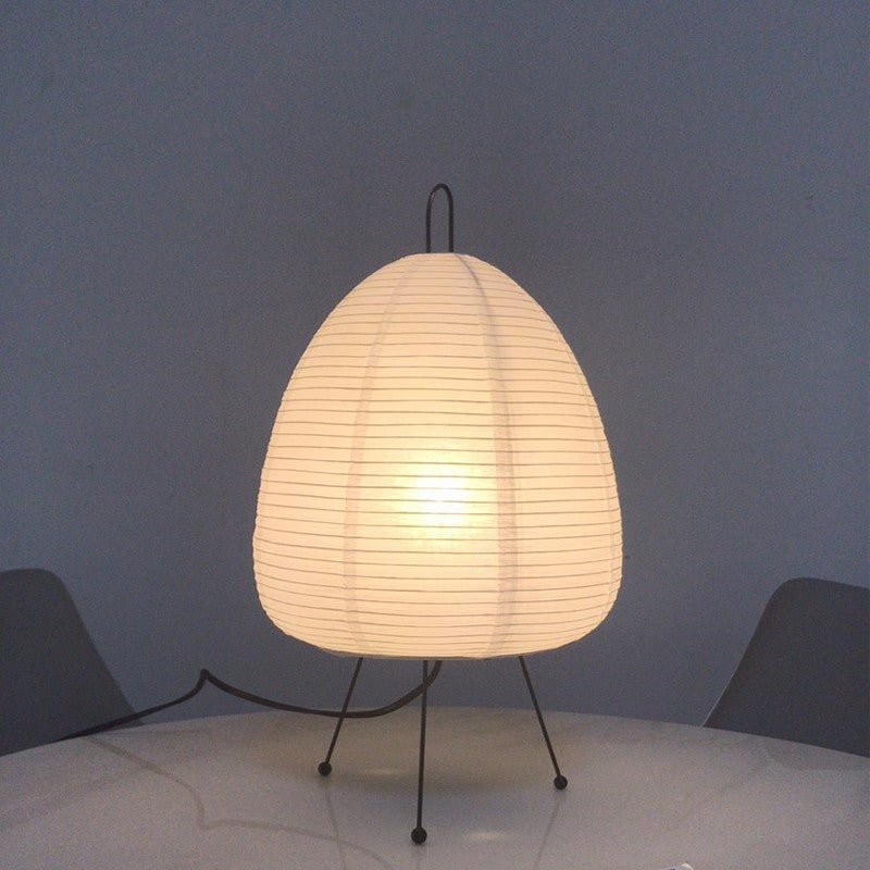 Japanese Rice Paper Table Lamp with Iron Base