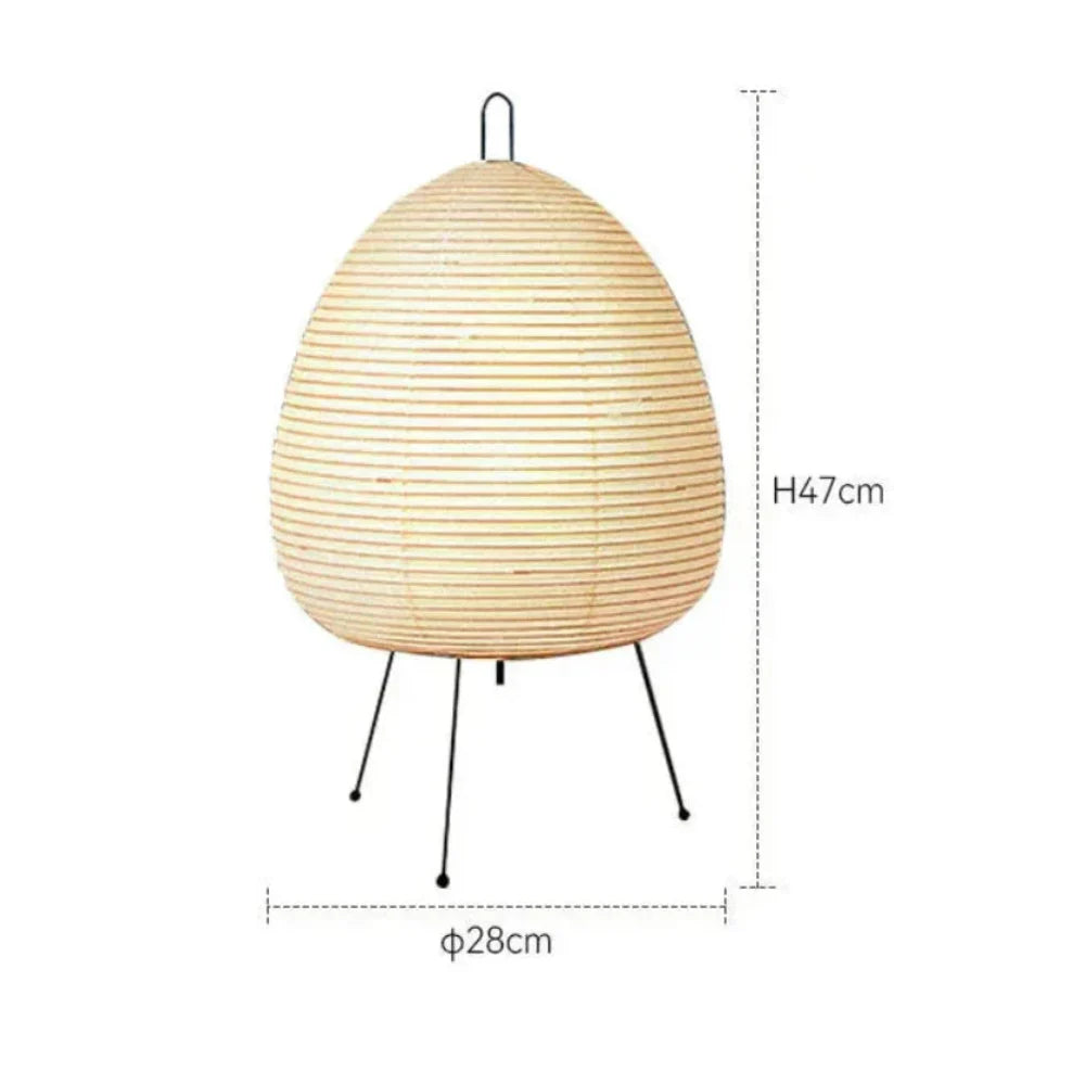 Japanese Rice Paper Table Lamp with Iron Base