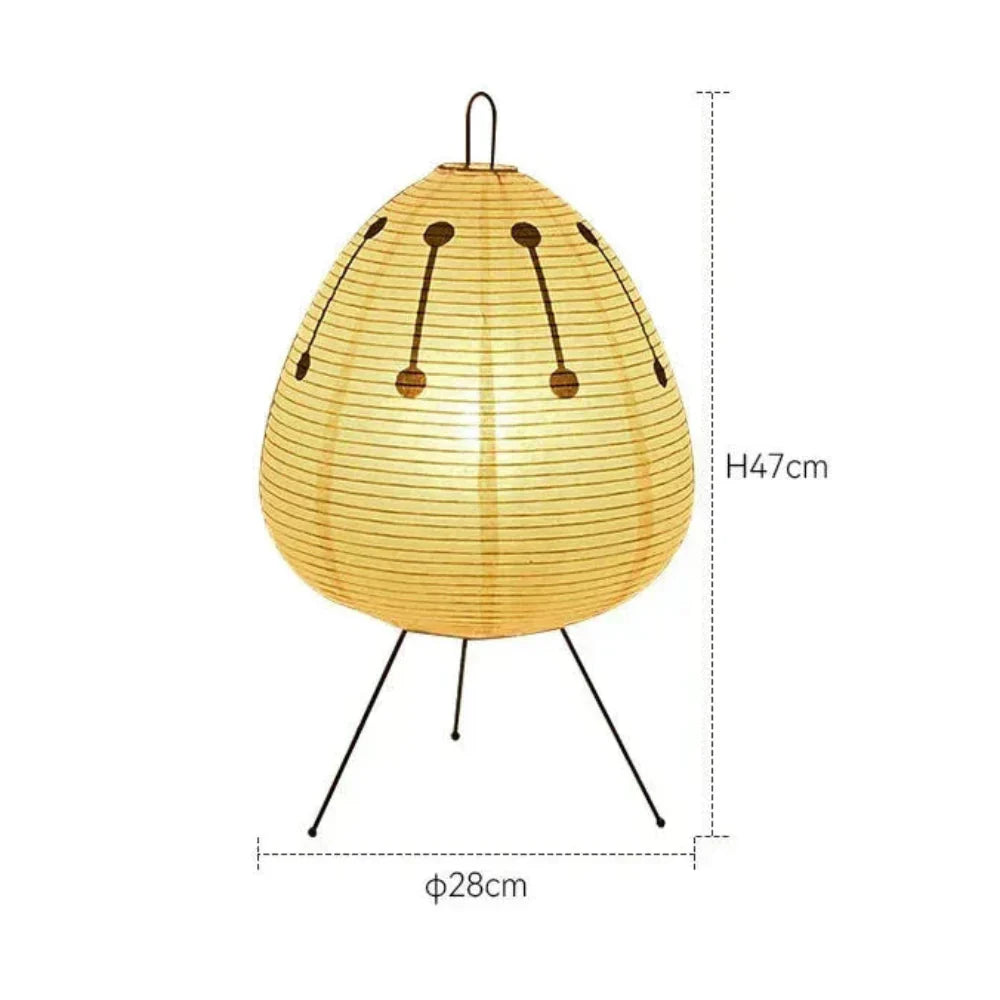 Japanese Rice Paper Table Lamp with Iron Base