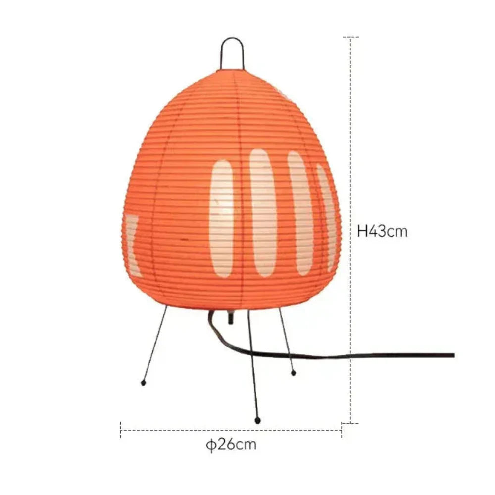 Japanese Rice Paper Table Lamp with Iron Base