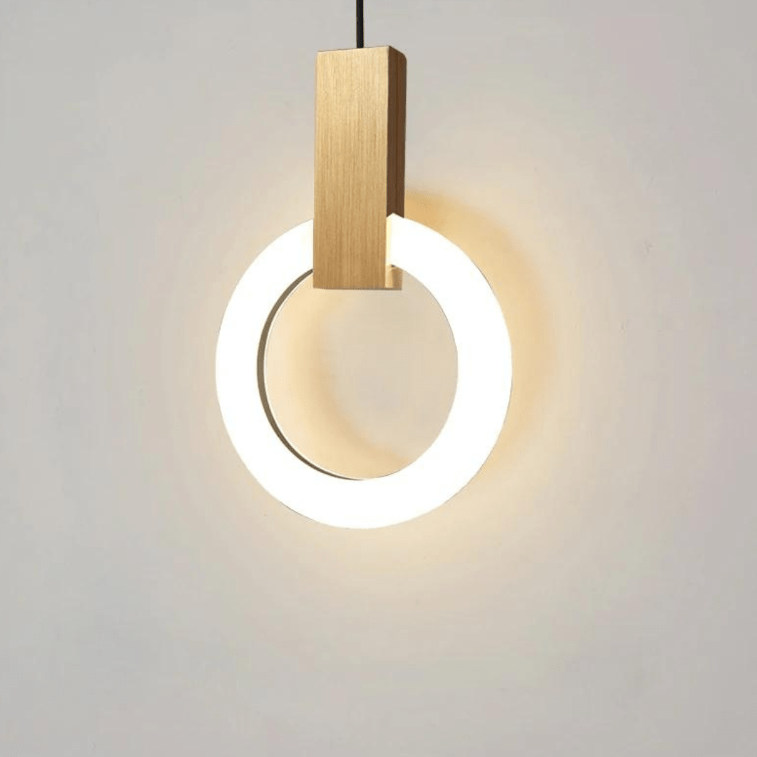 Round Nordic LED Pendant Light in Ash Wood