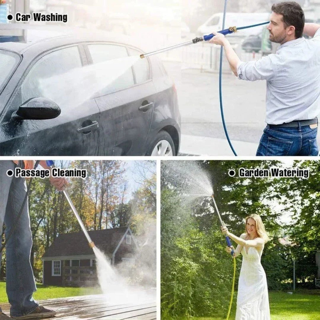 High-Pressure Garden Hose Attachment with Interchangeable Nozzles