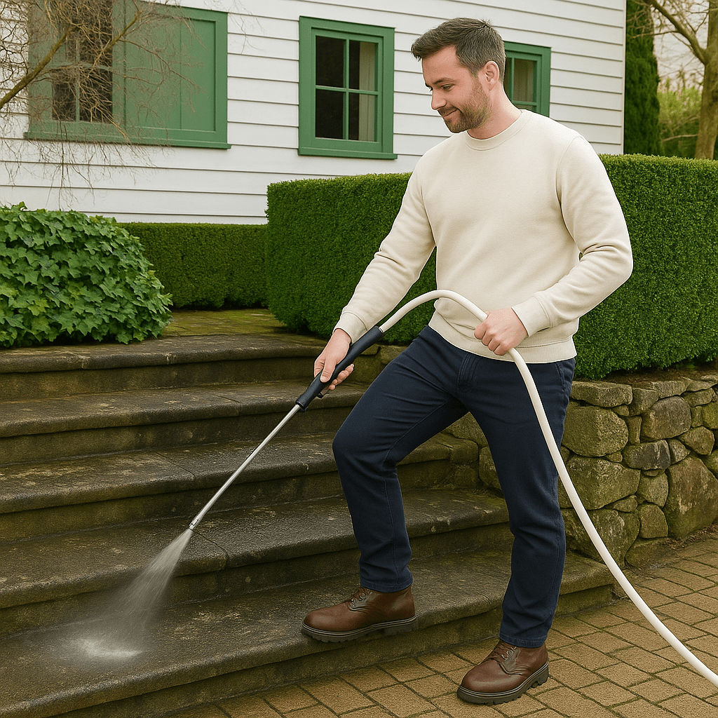 High-Pressure Garden Hose Attachment with Interchangeable Nozzles