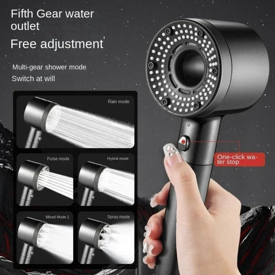 Adjustable Showerhead with Filter Protection and 5 Spray Settings