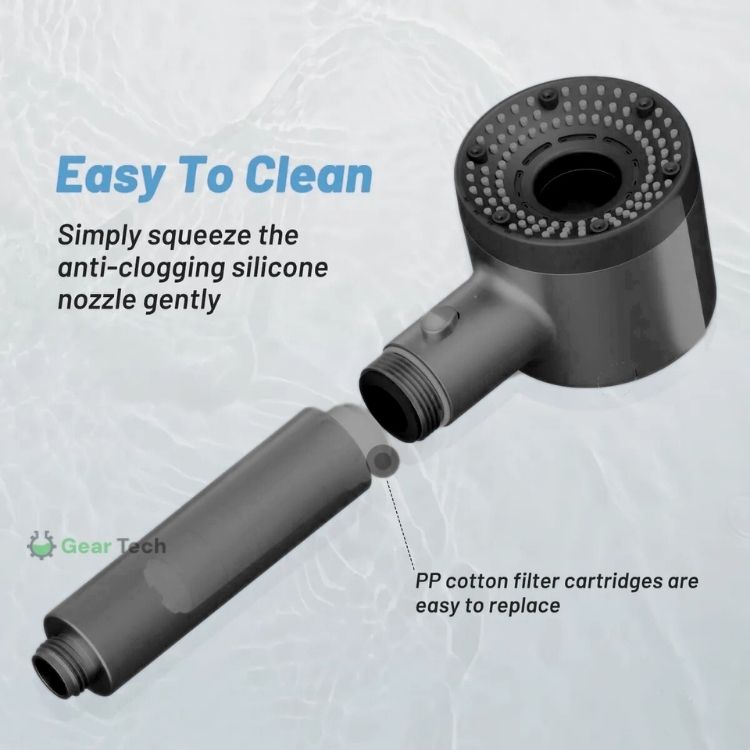 Adjustable Showerhead with Filter Protection and 5 Spray Settings