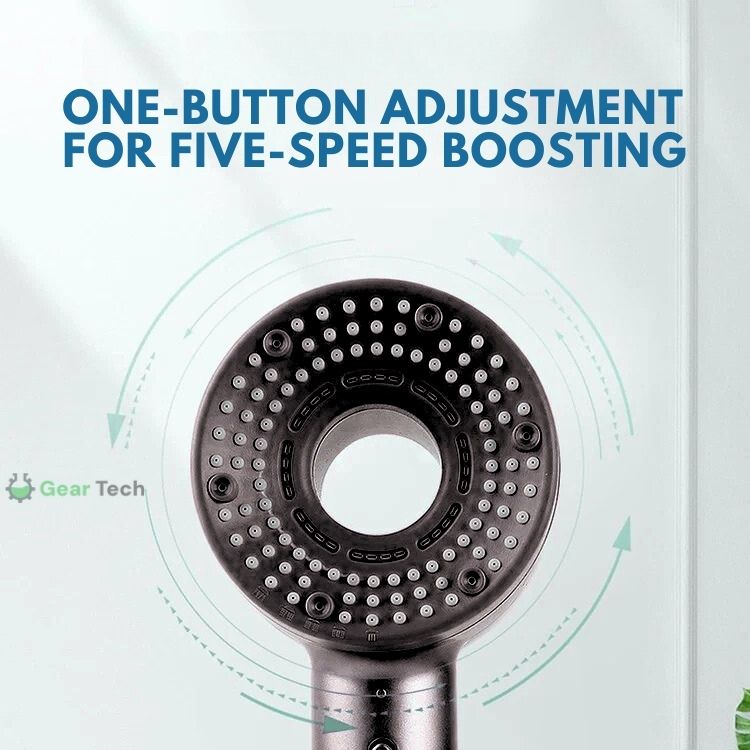 Adjustable Showerhead with Filter Protection and 5 Spray Settings