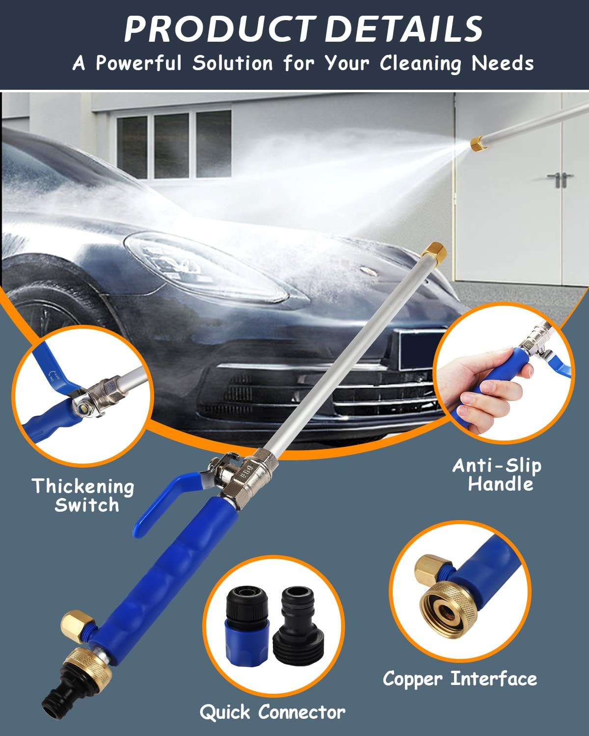 High-Pressure Car Wash Spray Nozzle with Ergonomic Handle