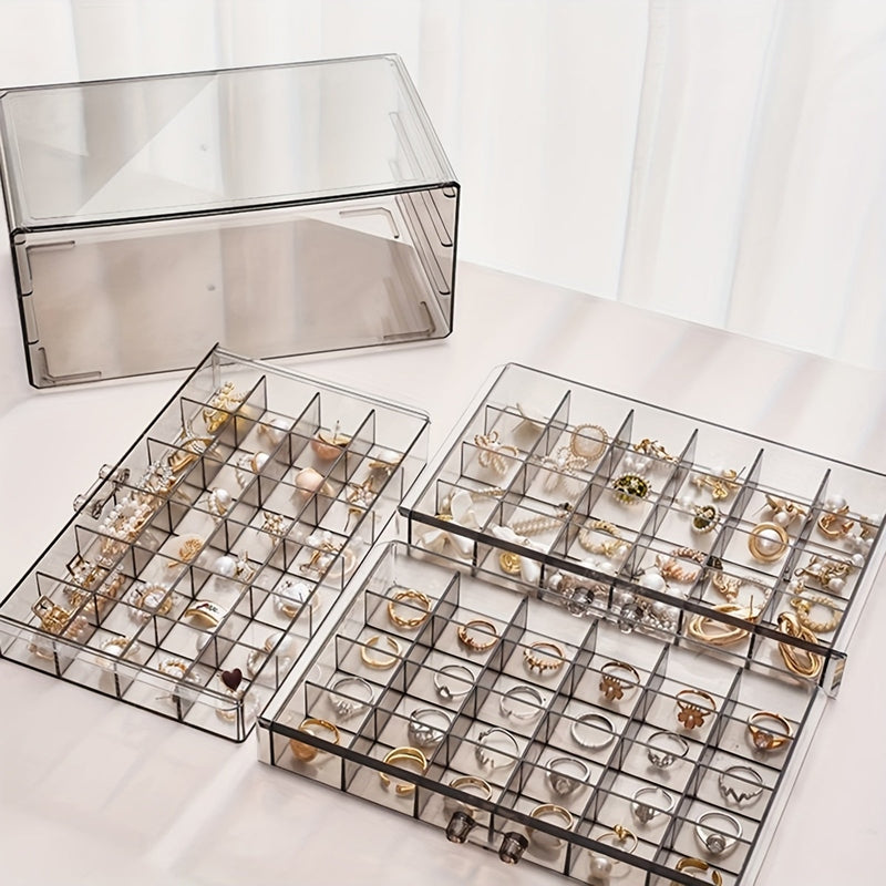 Transparent Jewelry Organizer Box with 72 Compartments