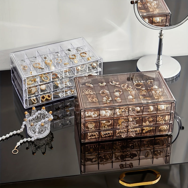 Transparent Jewelry Organizer Box with 72 Compartments