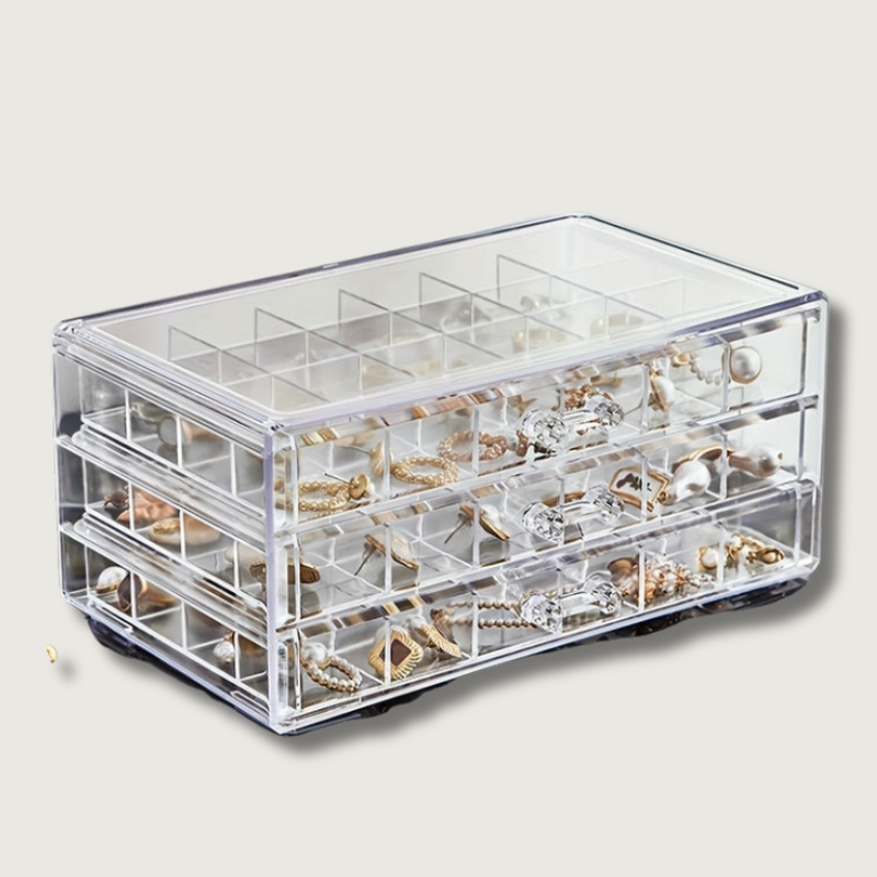 Transparent Jewelry Organizer Box with 72 Compartments