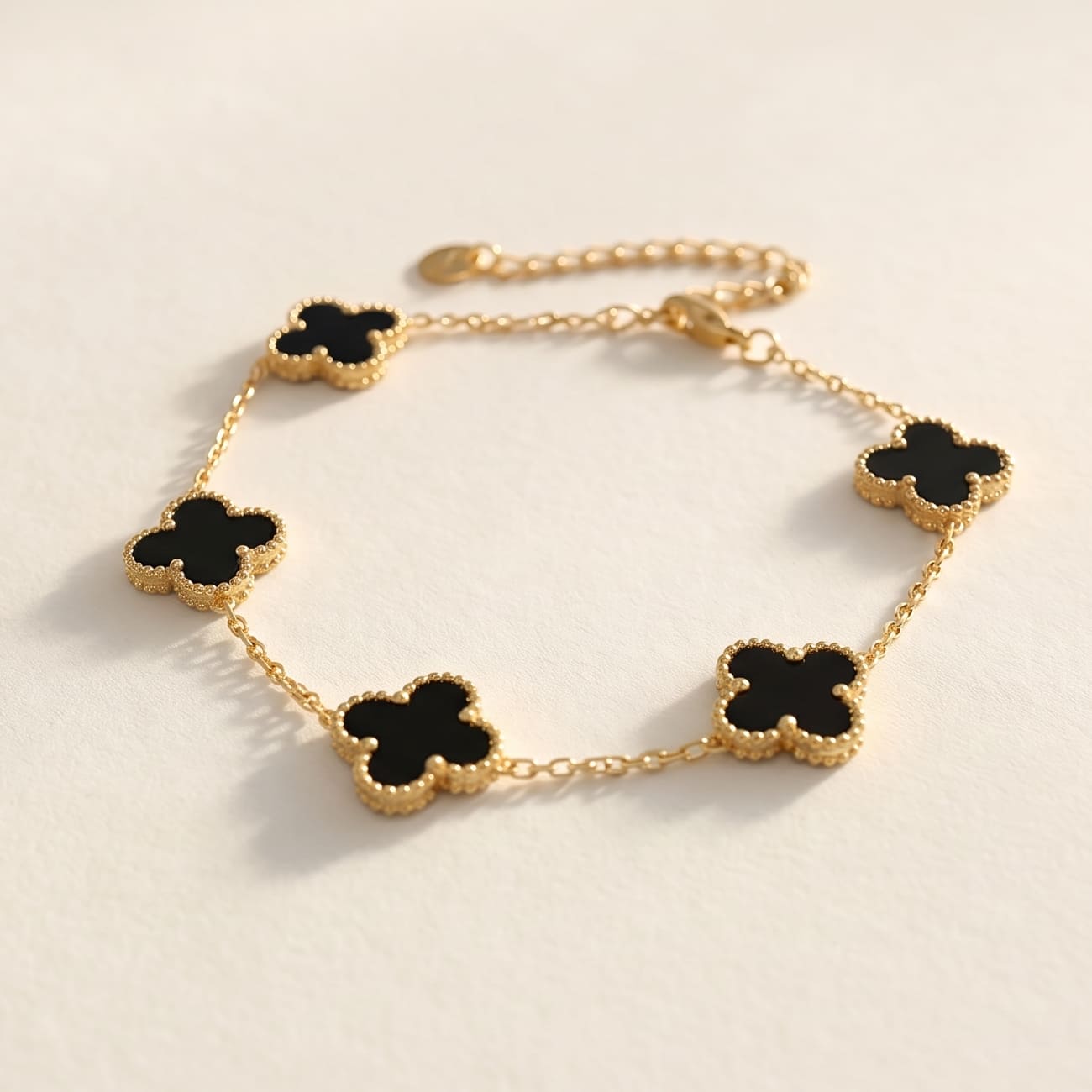 Five-Leaf Clover Bracelet | Silver Adjustable Good Luck Charm