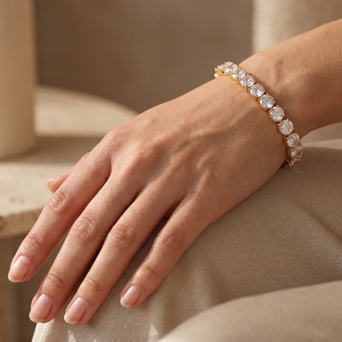 Crystal Heart Tennis Bracelet in Sterling Silver with AAA Cubic Zirconia