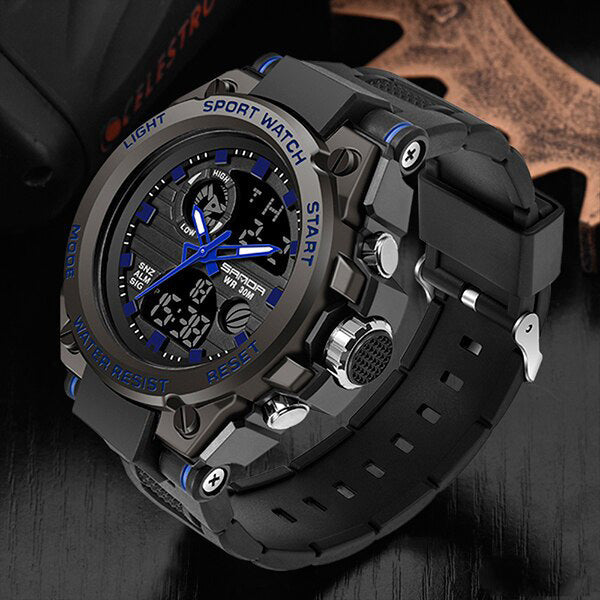 Multifunction Military Style Watch with Analog and Digital Display