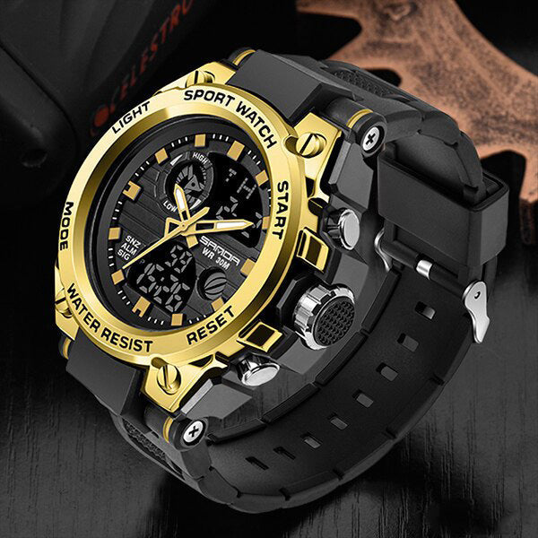 Multifunction Military Style Watch with Analog and Digital Display