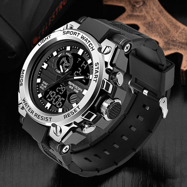 Multifunction Military Style Watch with Analog and Digital Display
