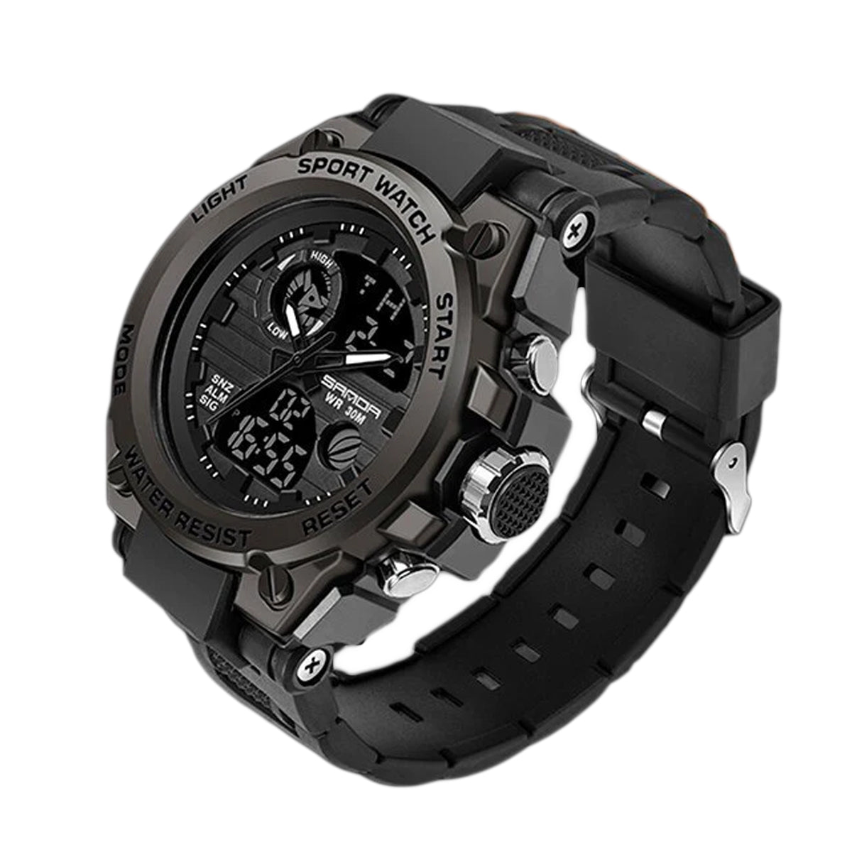 Multifunction Military Style Watch with Analog and Digital Display