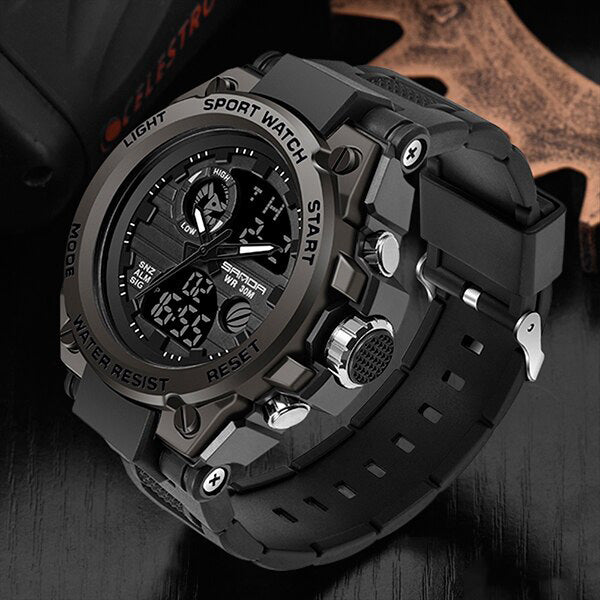 Multifunction Military Style Watch with Analog and Digital Display