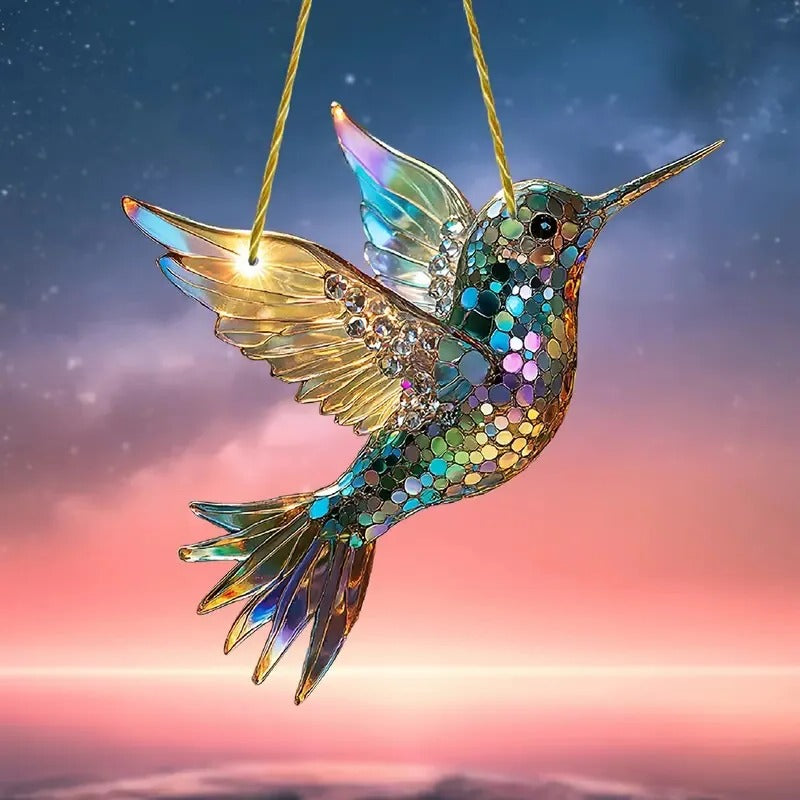 Colorful Hummingbird Sun Catcher Window Hanging