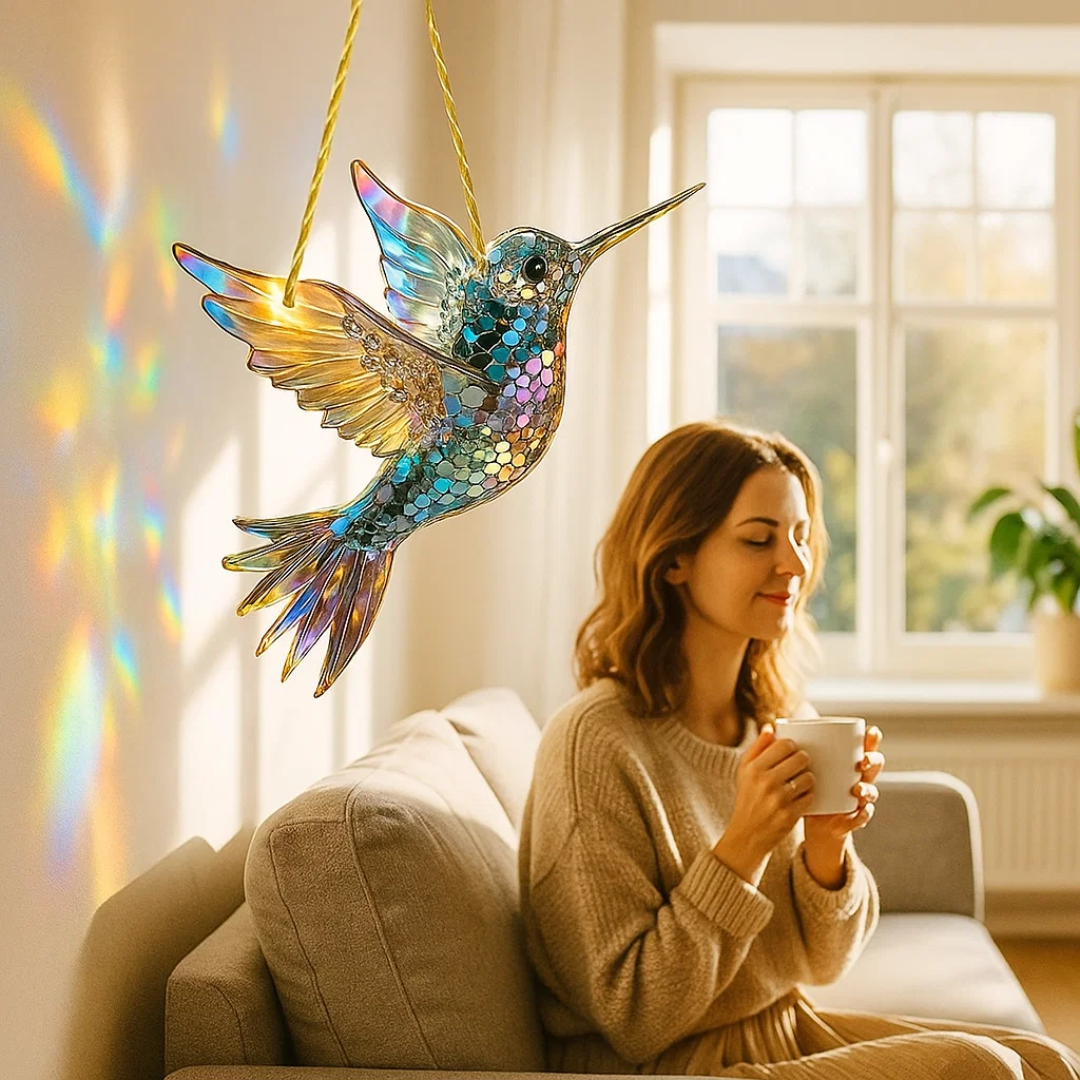 Colorful Hummingbird Sun Catcher Window Hanging