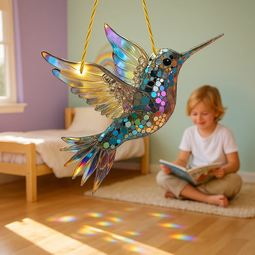 Colorful Hummingbird Sun Catcher Window Hanging