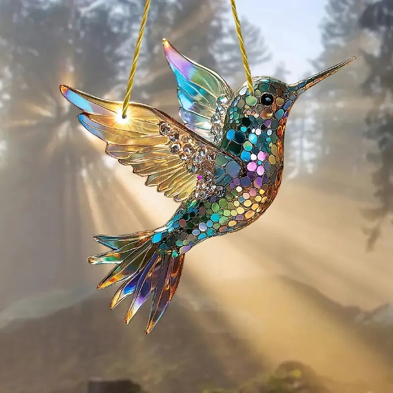 Colorful Hummingbird Sun Catcher Window Hanging