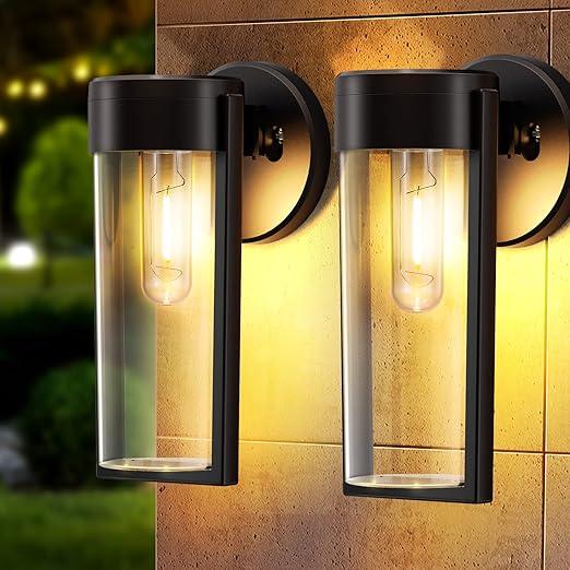 Solar Wall Lights with Automatic On/Off, Waterproof Outdoor Decorative Solar Fence Lights for Garden and Patio
