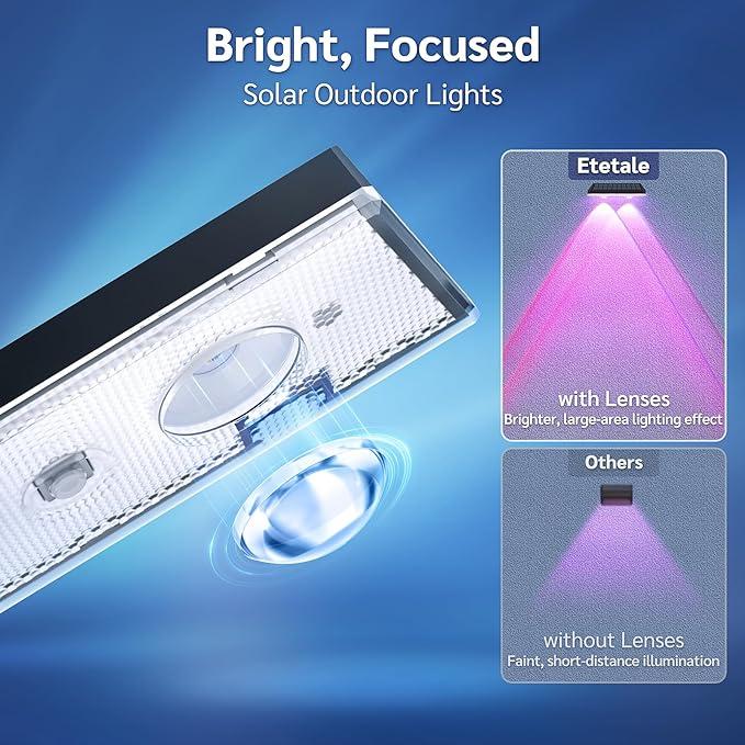 Solar LED Fence Lights with RGB Color Changing and Warm White Options, Waterproof Outdoor Deck Lighting