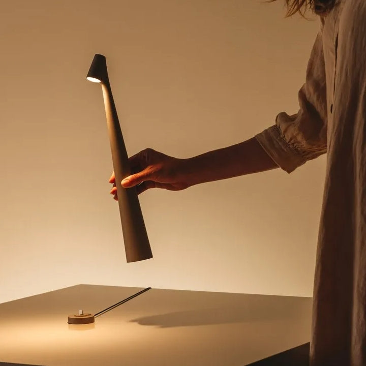 Cordless Adjustable Aluminum Table Lamp with Dimming Feature