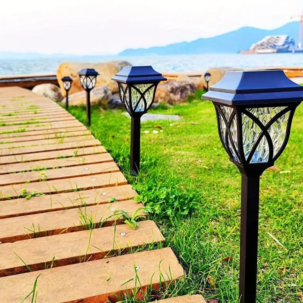 Solar-Powered Elegant Garden Lanterns with Crystal Accents