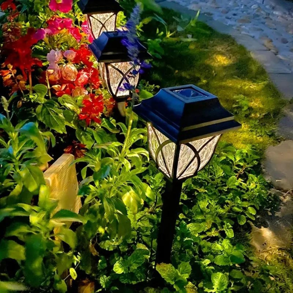 Solar-Powered Elegant Garden Lanterns with Crystal Accents