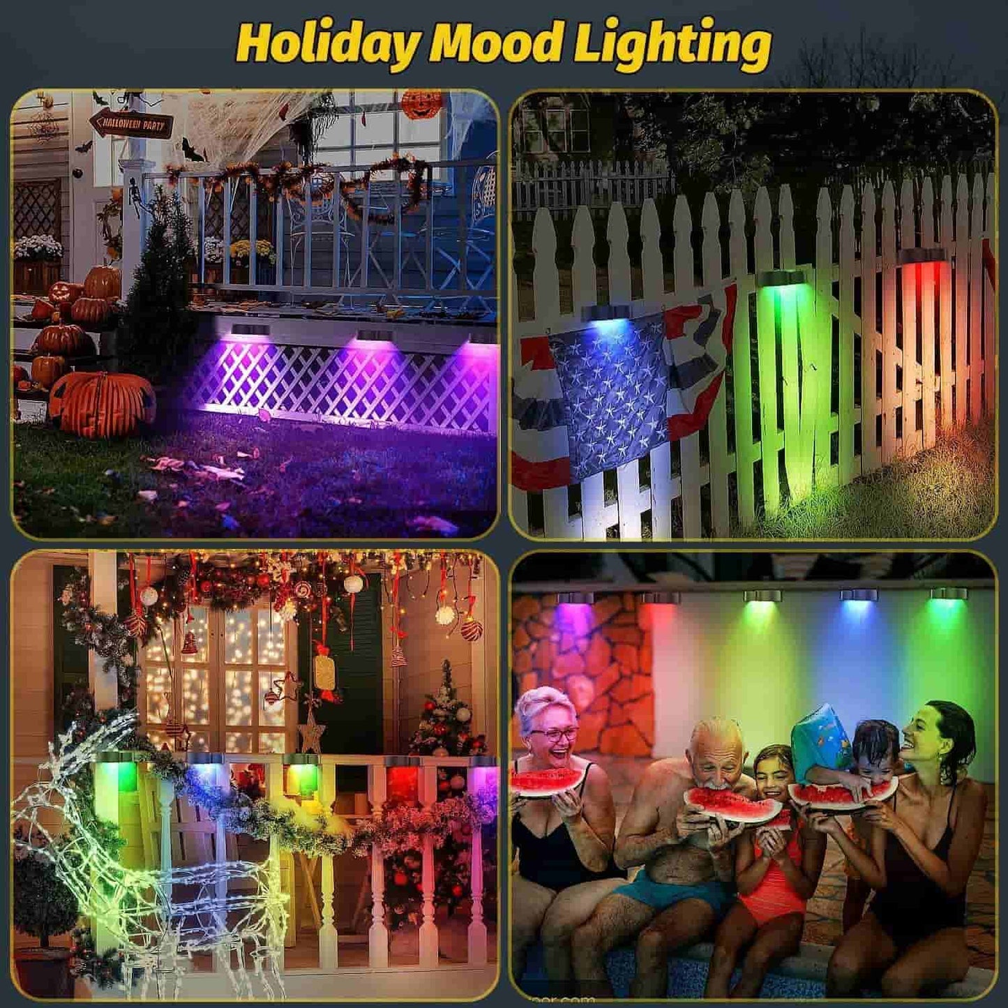 Solar Fence Lights with 8 Color Options and IP65 Waterproof Rating