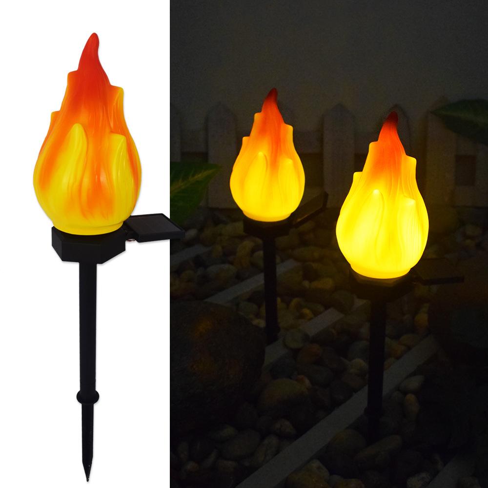 Solar LED Flame Torch Lights - Waterproof Outdoor Garden Pathway Decor with Automatic On/Off