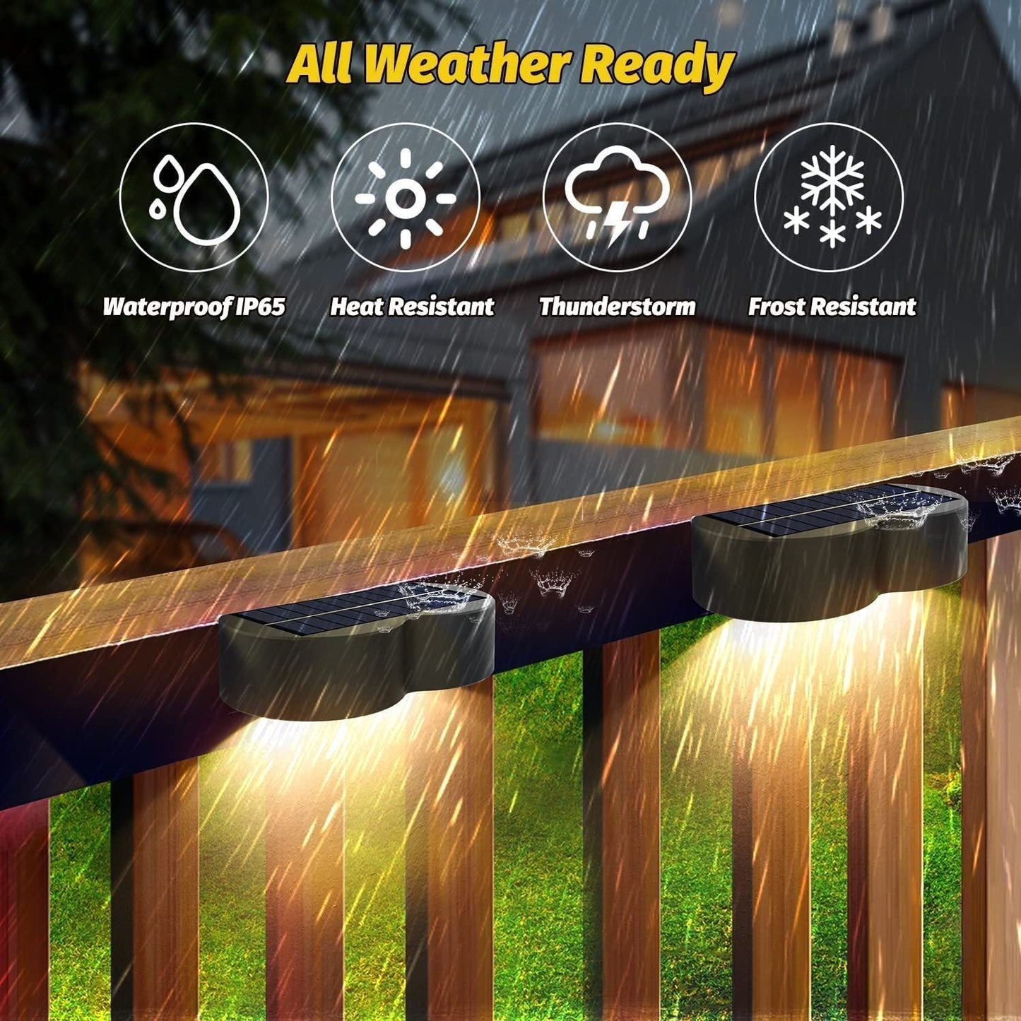 Solar Fence Lights with 8 Color Options and IP65 Waterproof Rating