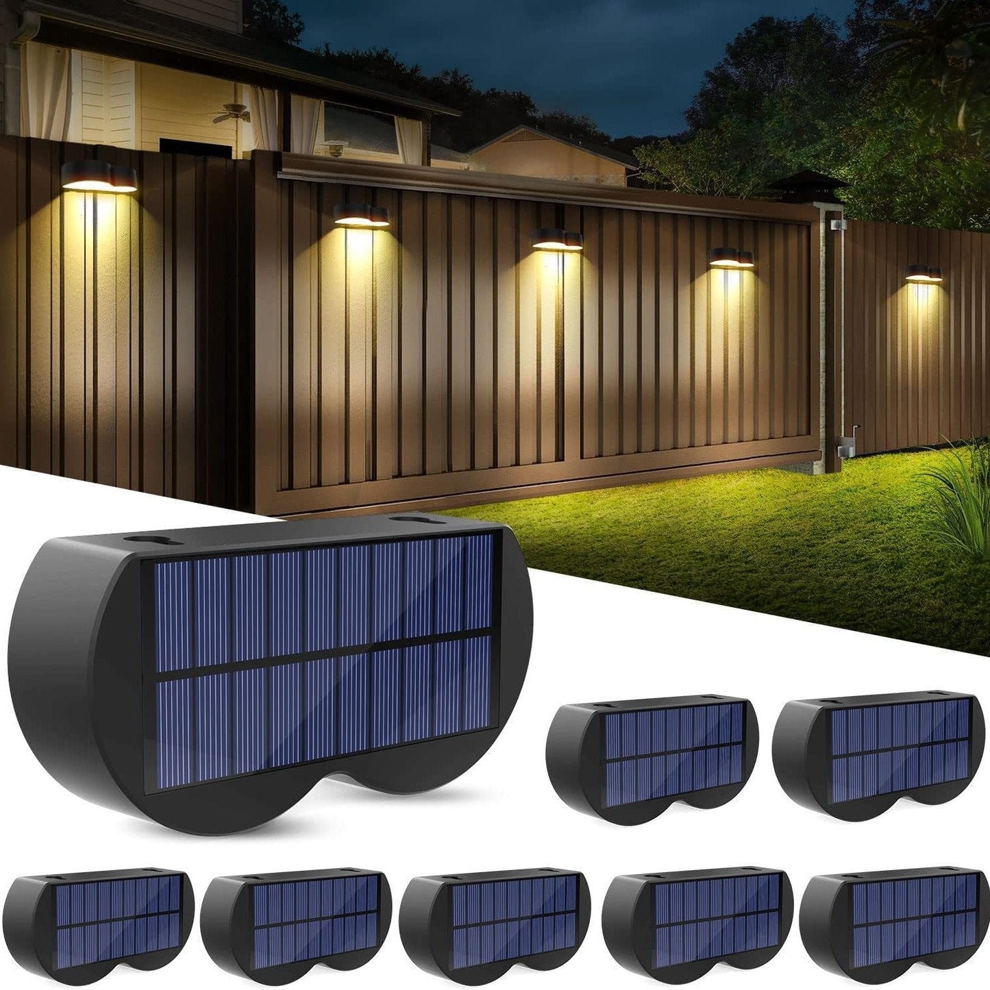 Solar Fence Lights with 8 Color Options and IP65 Waterproof Rating