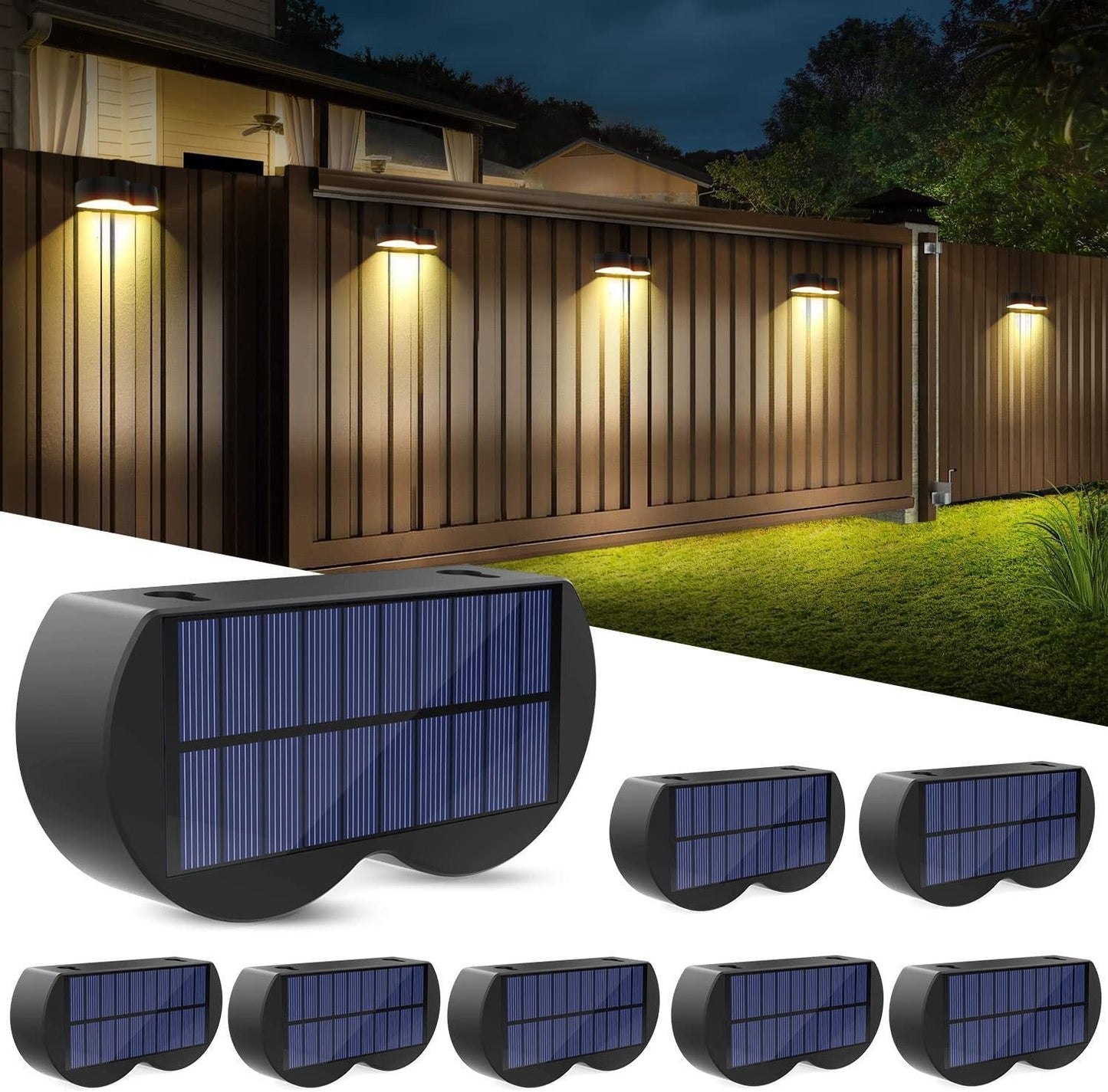 Solar Fence Lights with 8 Color Options and IP65 Waterproof Rating