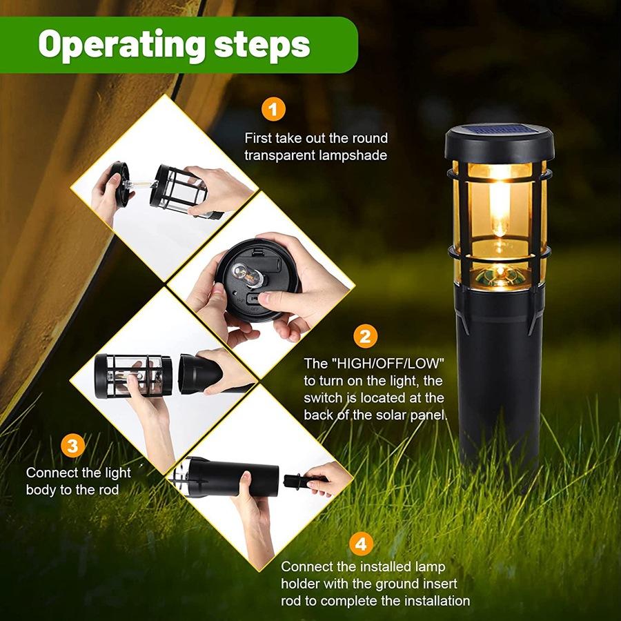 Solar Garden Lights with Color Changing Options, Waterproof Outdoor Pathway Lights, 14-Hour Battery Life