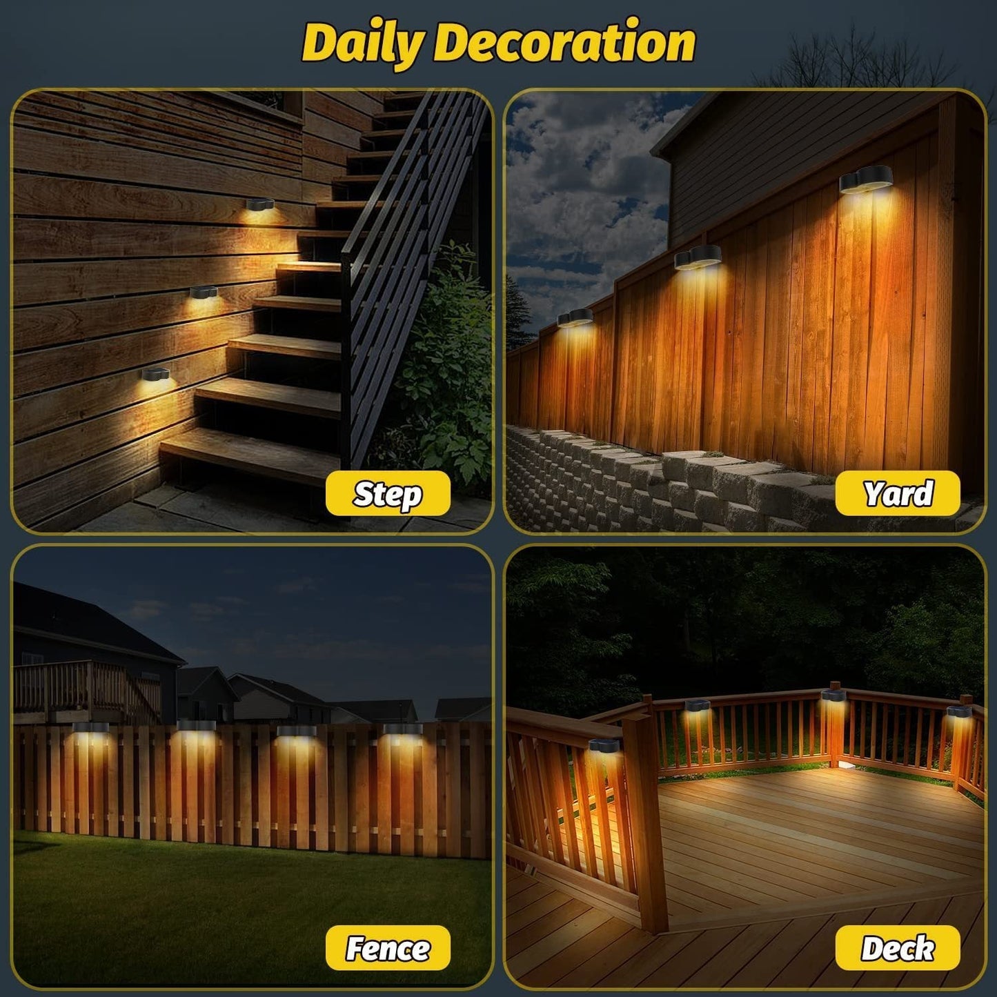 Solar Fence Lights with 8 Color Options and IP65 Waterproof Rating