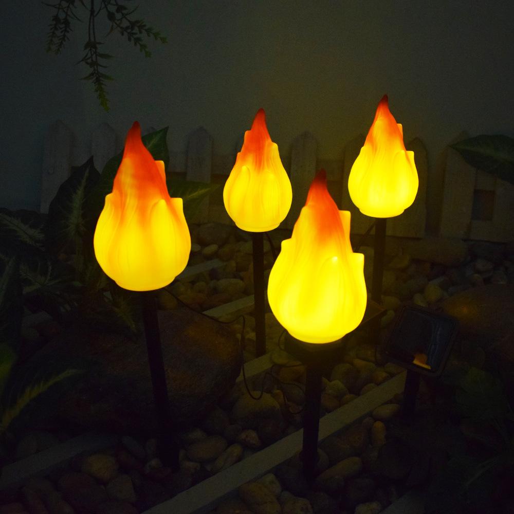 Solar LED Flame Torch Lights - Waterproof Outdoor Garden Pathway Decor with Automatic On/Off