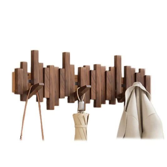 Piano Wood Wall Coat Rack in Walnut or Beech