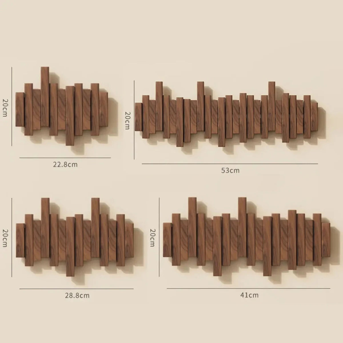 Piano Wood Wall Coat Rack in Walnut or Beech