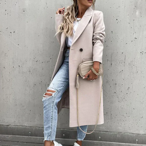 Classic Women's Tailored Coat with Decorative Buttons
