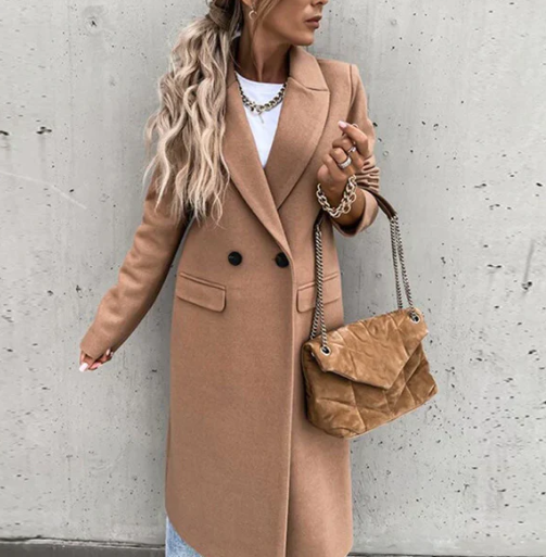 Classic Women's Tailored Coat with Decorative Buttons